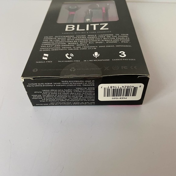 Blitz Prime Audio Ear Buds with Mic and Cord Organizer NIB New Unopened - Picture 4 of 4